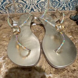 Giuseppe Zanotti Gold T-Bar Sandals